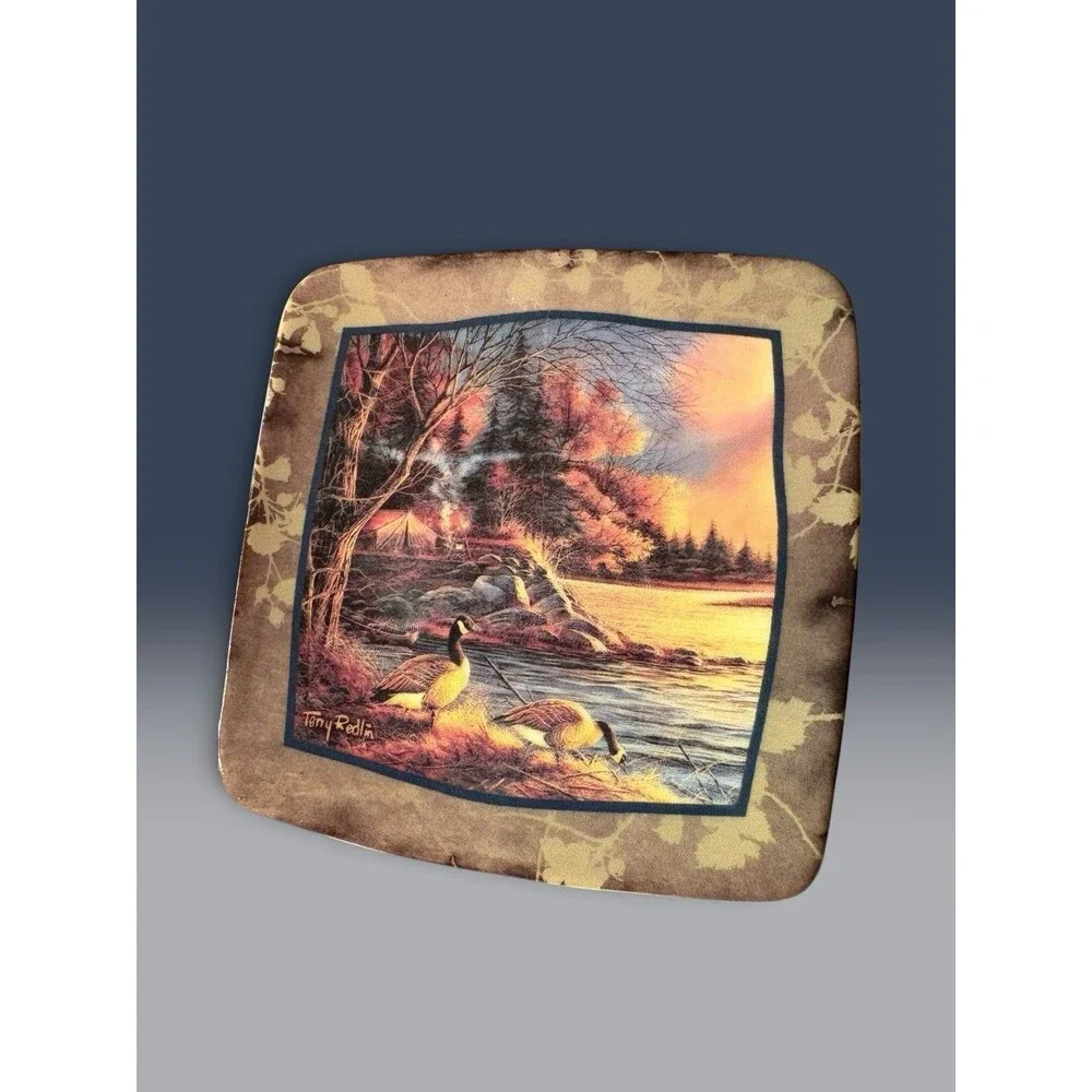 Wild Wings Terry Redlin Camping Series Square Decorative Plates Set of 2